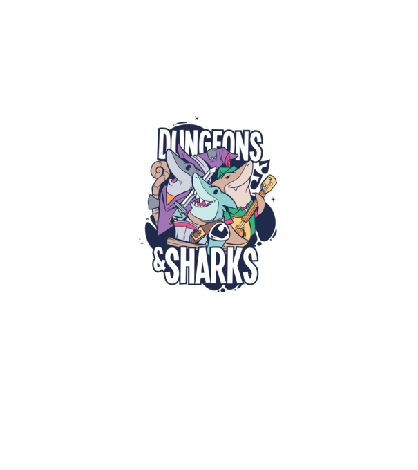 Dungeon Sharks minta világos rózsaszín pólón
