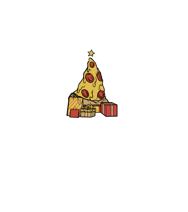 Pizza Karácsonyfa minta sötétkék pólón