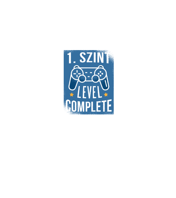 1. szint level completed minta farmerkék pólón