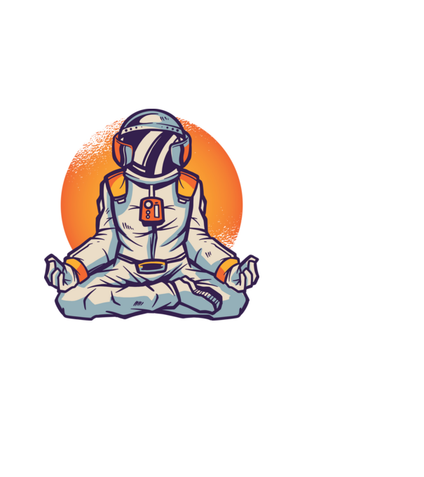 Meditáló űrhajós minta fekete pólón