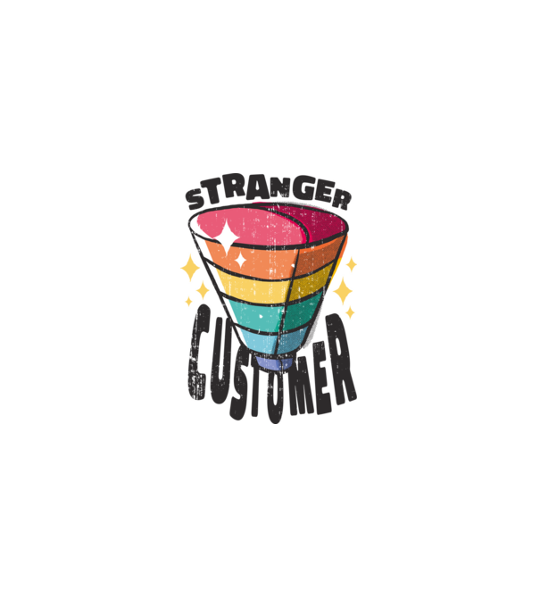 Customer Funnel minta fehér pólón