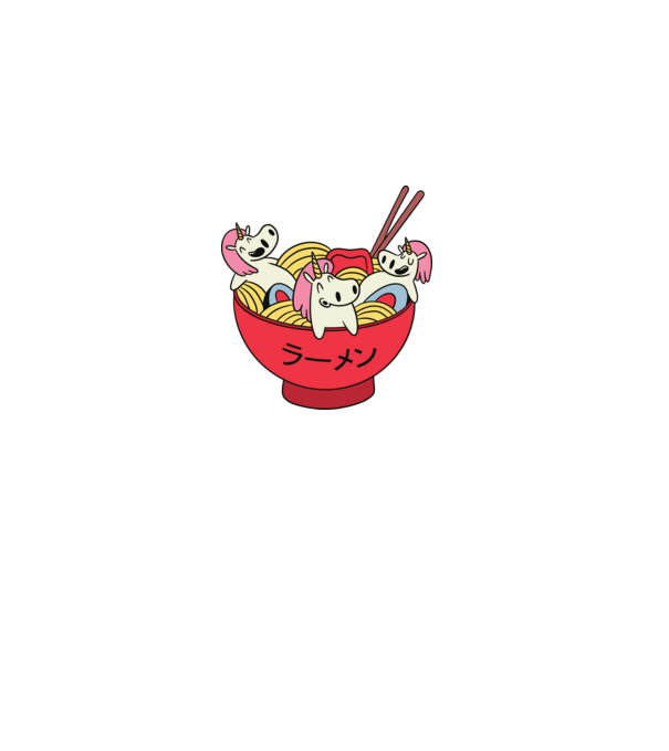 Unikornis Ramen minta szürke pólón