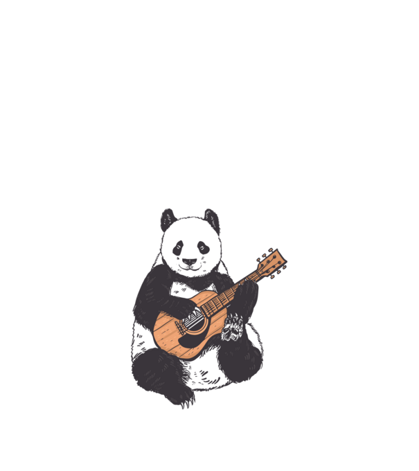 Gitáros panda minta fehér pólón
