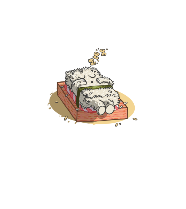 Sushi álom minta világos rózsaszín pólón