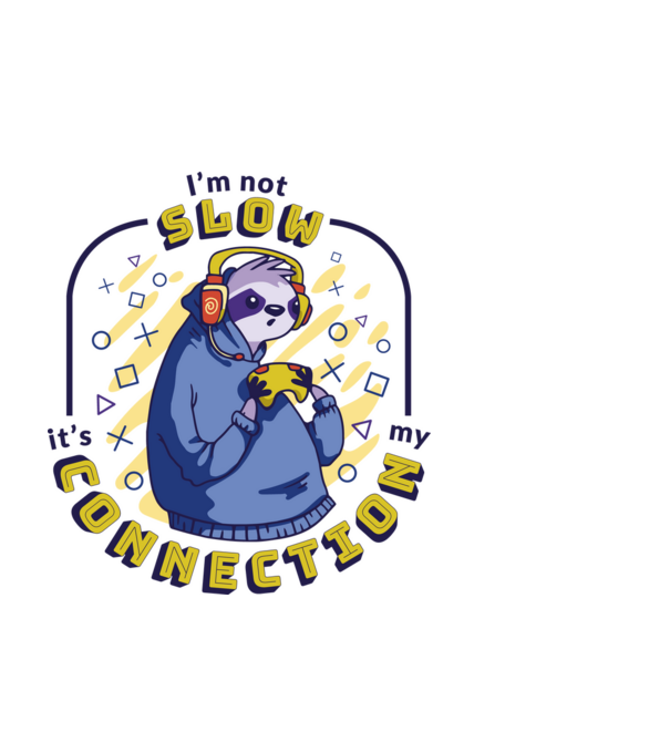 Sloth Gamer minta fekete pólón