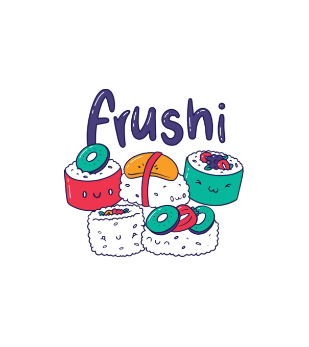 Frushi minta fehér pólón