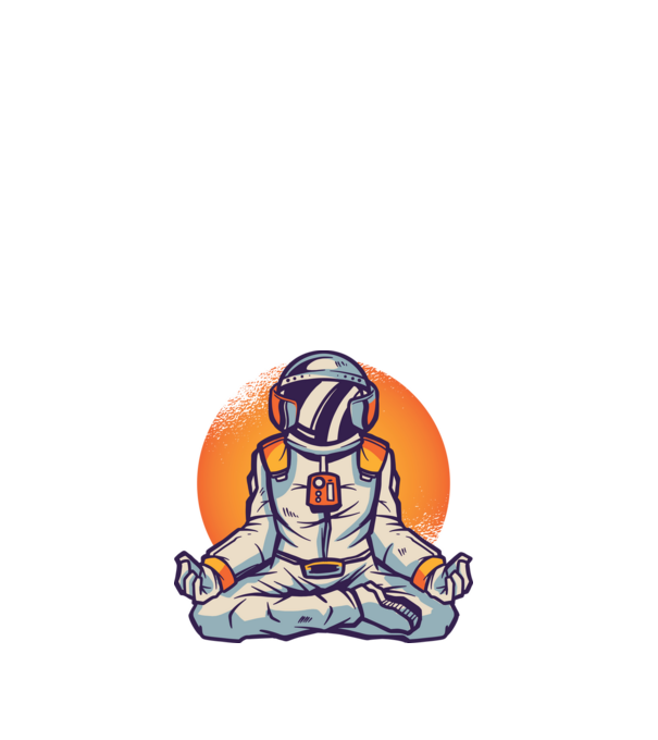 Meditáló űrhajós minta fehér pólón
