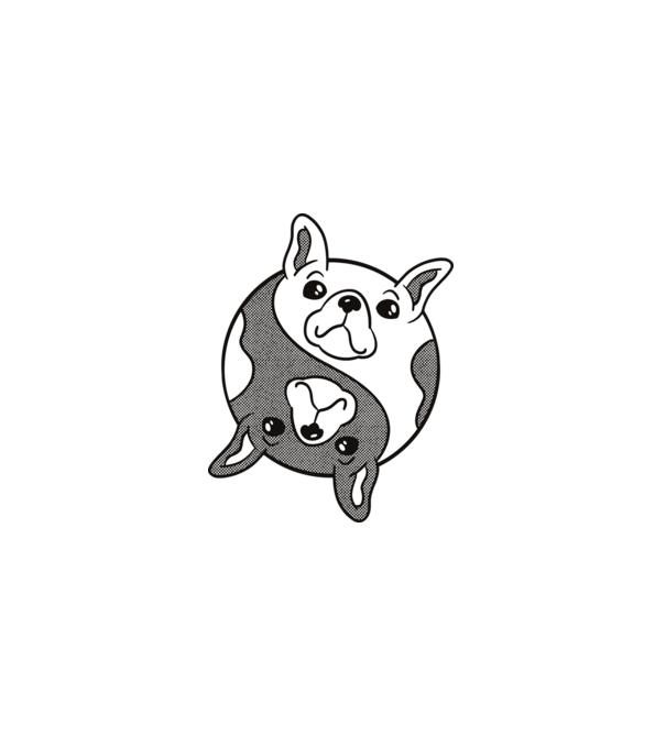 Bulldog Jin Jang minta fekete pólón