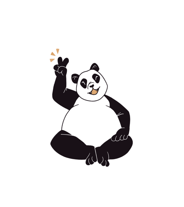 Panda béke jel minta fehér pólón