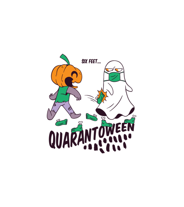 Quarantoween minta fehér pólón