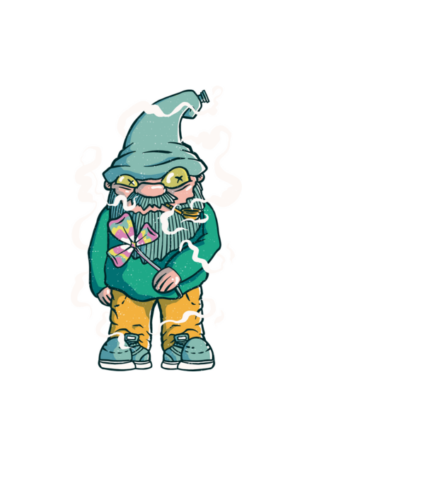 Hippie Gnome minta fekete pólón