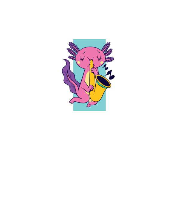 Szaxofonozó axolotl  minta fekete pólón