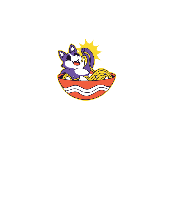 Corgi Ramennel minta fehér pólón