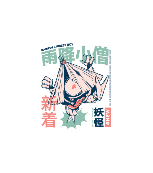 Amefuri Kozo Yokai minta fehér pólón