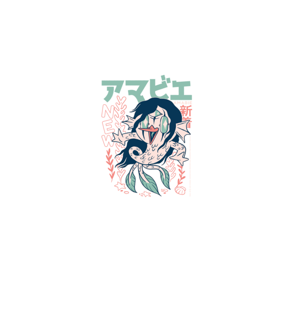 Amabie Yokai minta fekete pólón