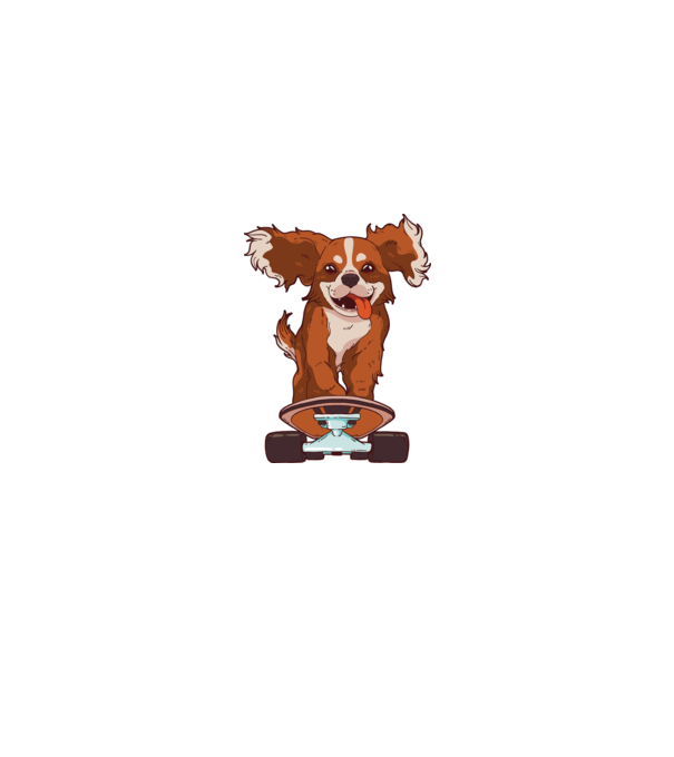 Gördeszkás Cavalier King Spániel minta sötétkék pólón
