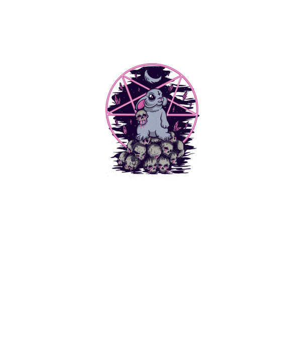 Pentagram nyuszi minta szürke pólón