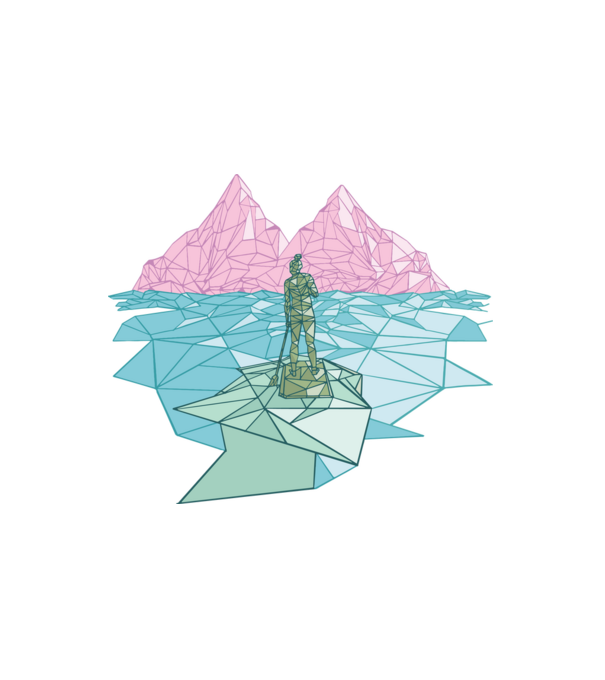 Lowpoly Padding minta fehér pólón