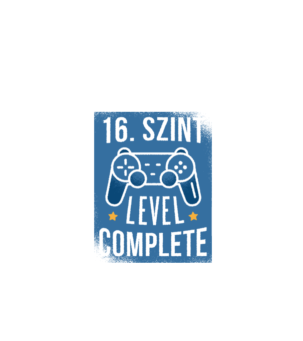 16. szint level completed minta fekete pólón
