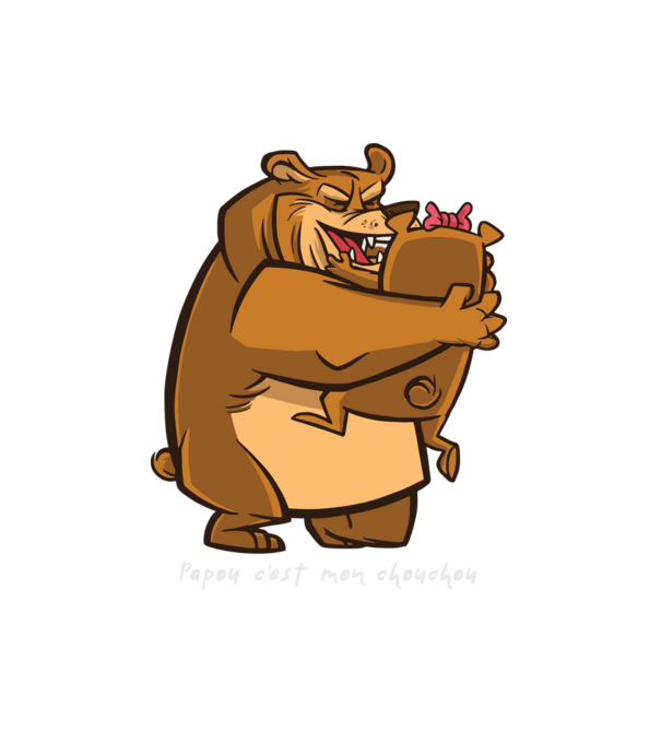 Medve apu minta fehér pólón
