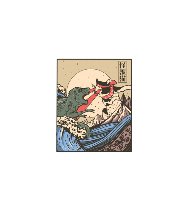 Kaiju Vs Cat minta fehér pólón