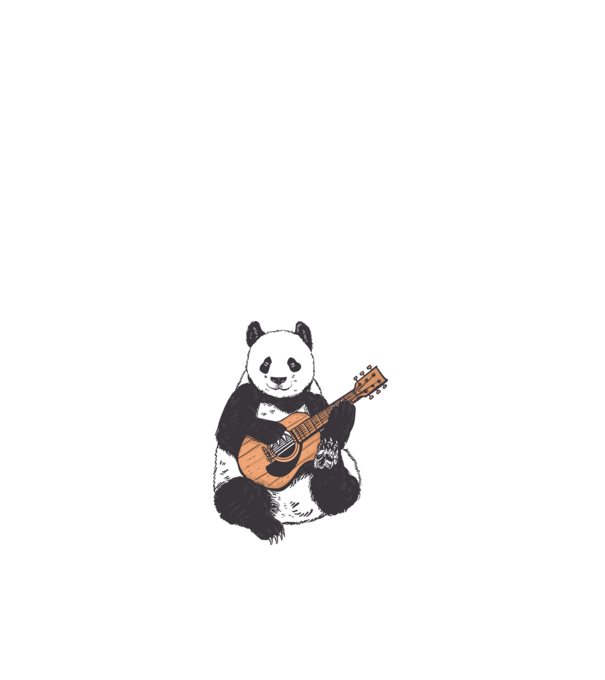 Gitáros panda minta fehér pólón