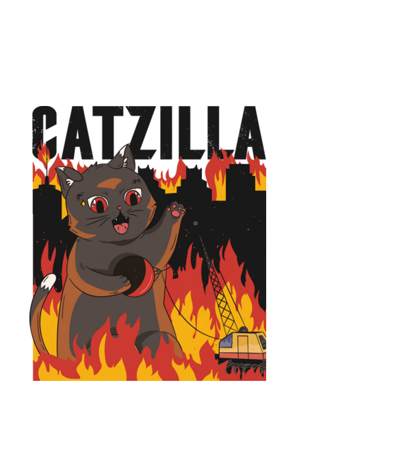 Anime Catzilla minta fekete pólón