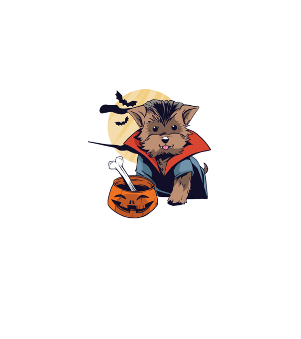 Vámpír Yorkie Halloween minta világoskék pólón