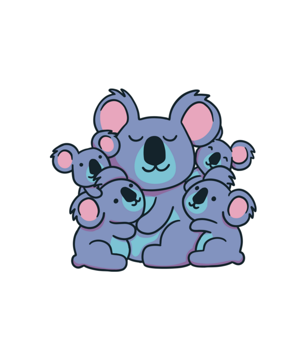Koala család minta fehér pólón