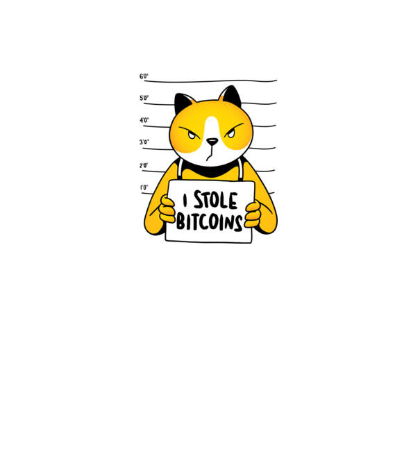 Bitcoin tolvaj Cica minta szürke pólón