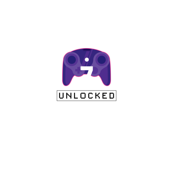 Level 7 Unlocked Gamer Születésnap minta fekete pólón