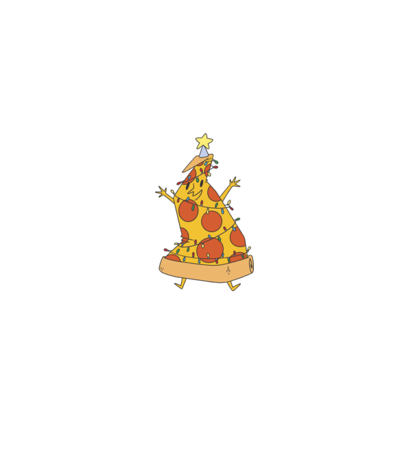 Pizza Karácsonyfa minta sötétzöld pólón