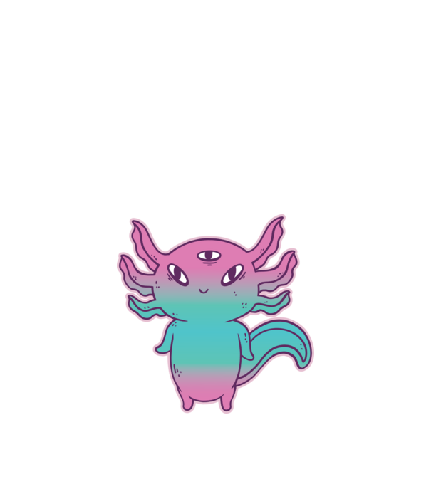 Cuki Axolotl minta fekete pólón