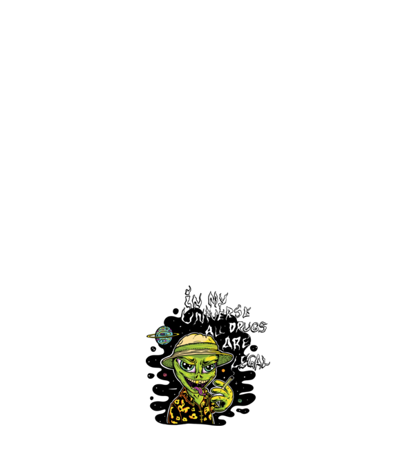 Füves Alien minta fehér pólón