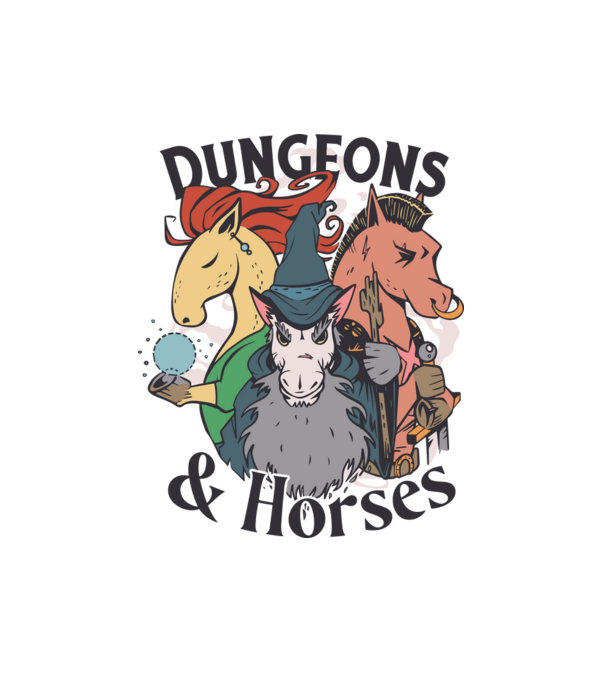 Dungeons and Horses minta fehér pólón