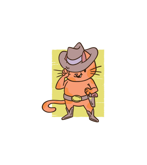 Cowboy macska minta fehér pólón