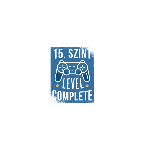 15. szint level completed minta fekete pólón