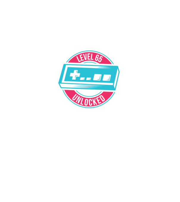 Level 65 Unlocked 65 éves születésnap minta fehér pólón