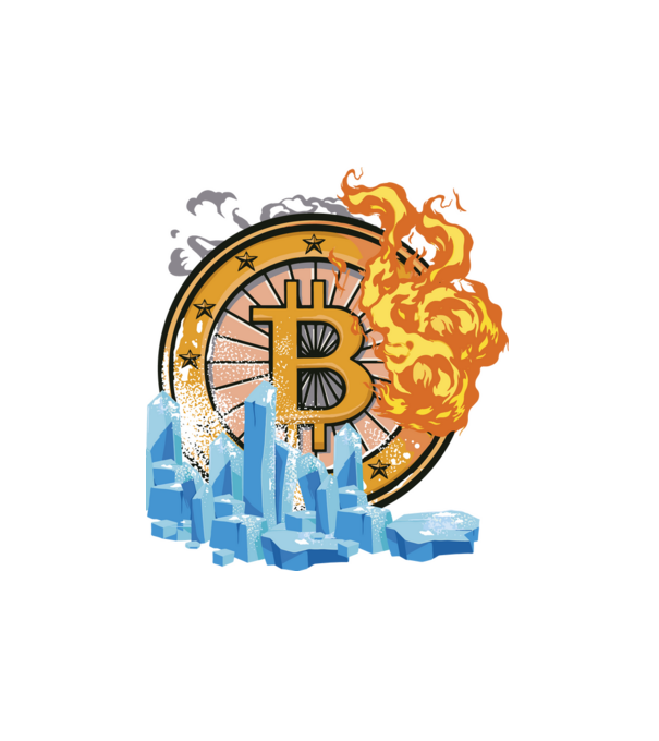 Bitcoin logó minta fehér pólón