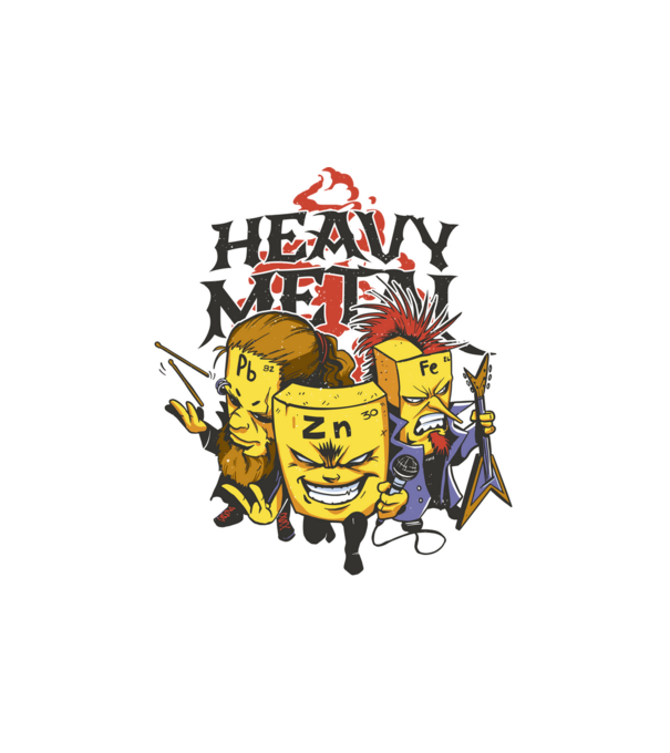 Heavy Metal Elemek minta fehér pólón