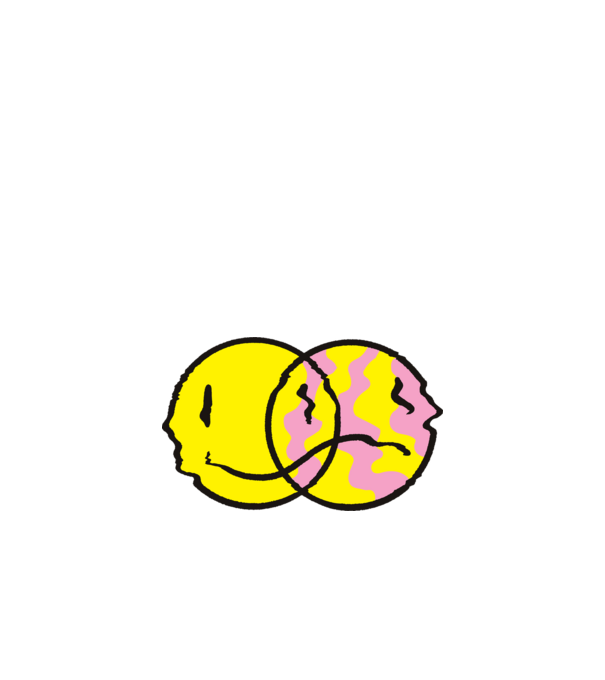 Happy Sad Emoji minta fehér pólón