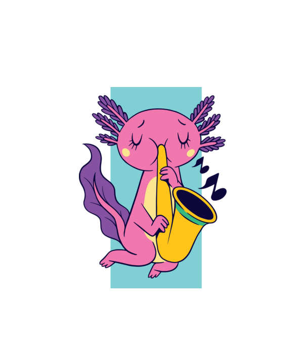 Szaxofonozó axolotl  minta fehér pólón
