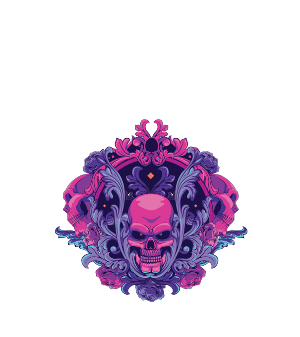 Dark Skull Koponyák minta fehér pólón