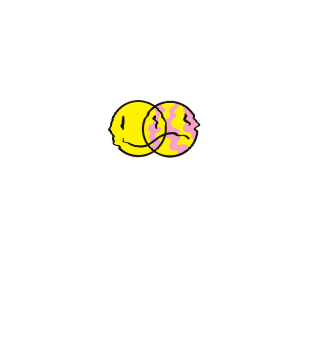 Happy Sad Emoji minta királykék pólón