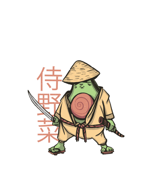 Samurai avokádó minta fehér pólón