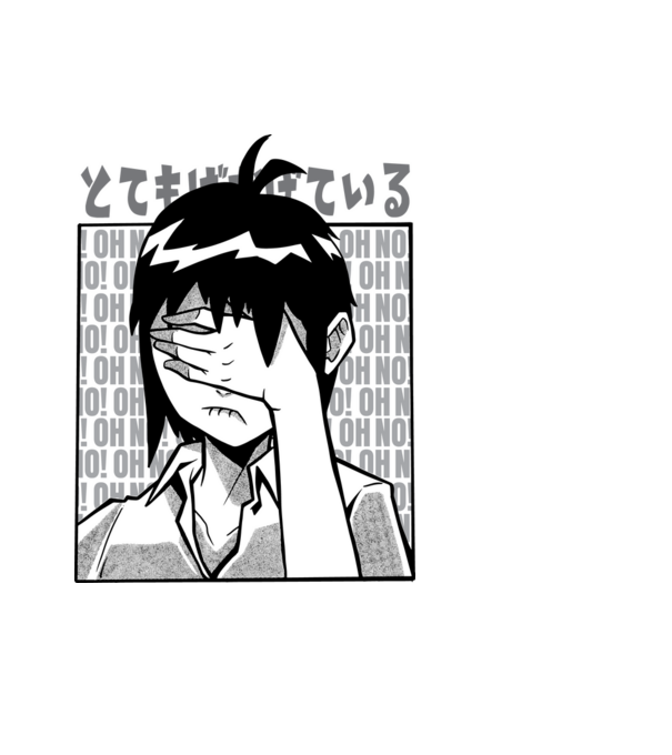 Anime Fej minta világoskék pólón