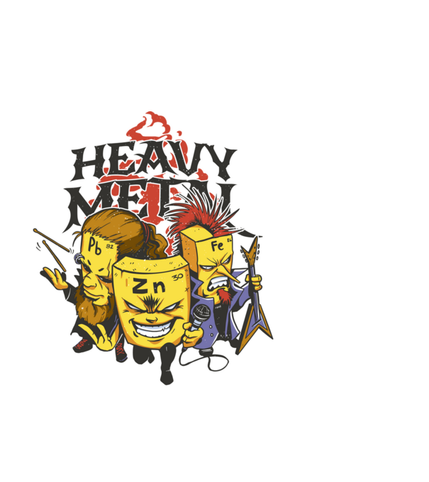Heavy Metal Elemek minta fehér pólón