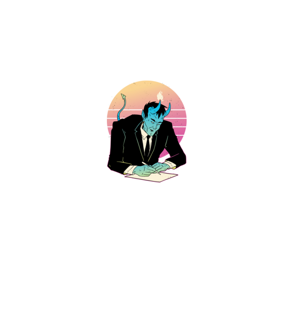 Devil vaporwave minta királykék pólón