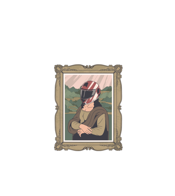 Mona Lisa Versenyző minta fekete pólón