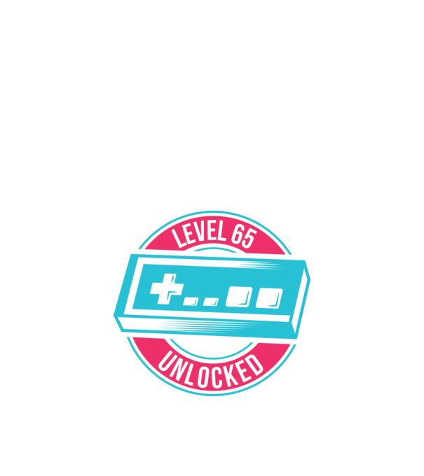 Level 65 Unlocked 65 éves születésnap minta fehér pólón